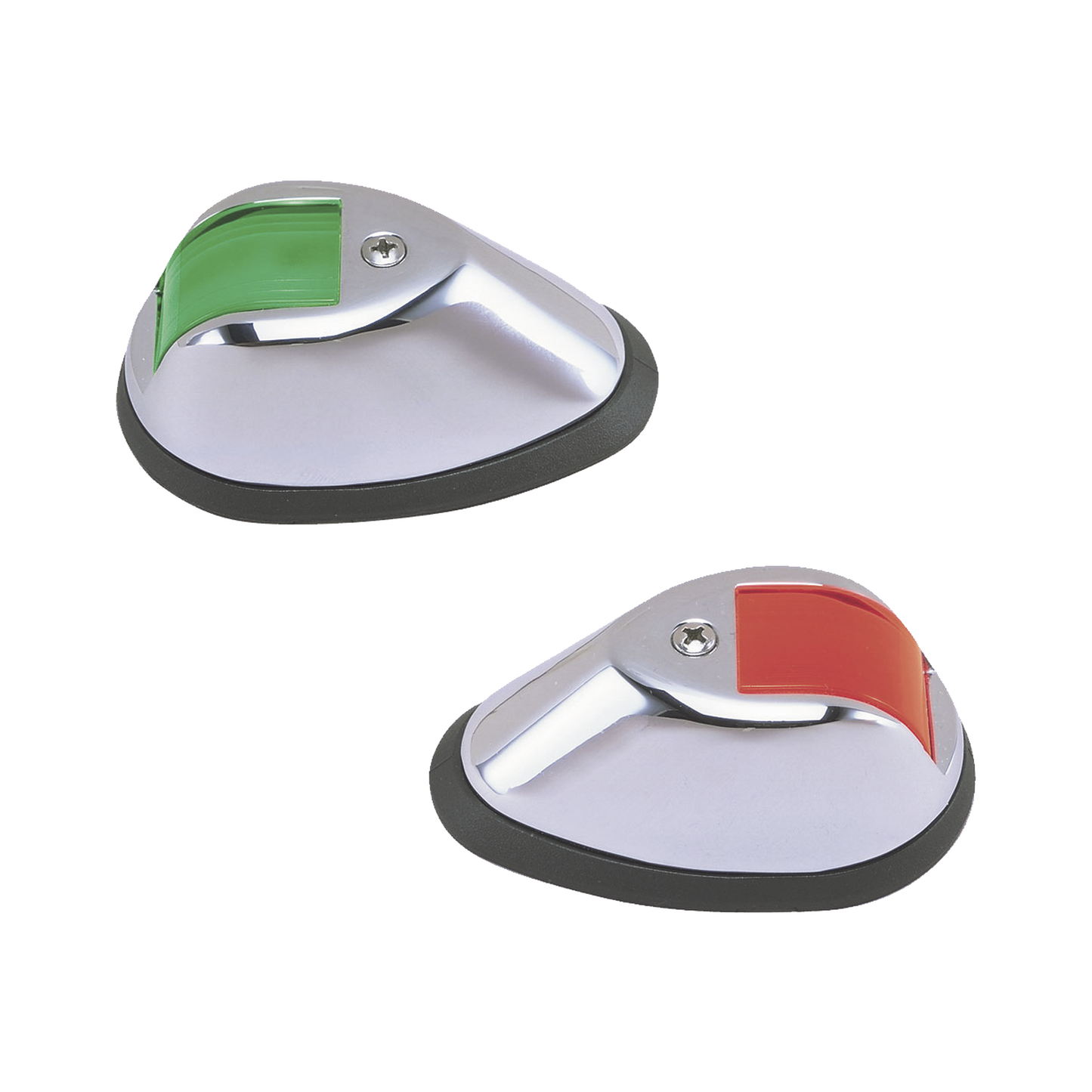 0254-M00-DP1 - Set de Luces de Navegación Verticales en Carcasa Cromada en Color Rojo/Verde para Embarcaciones a Motor de Hasta 20 Metros