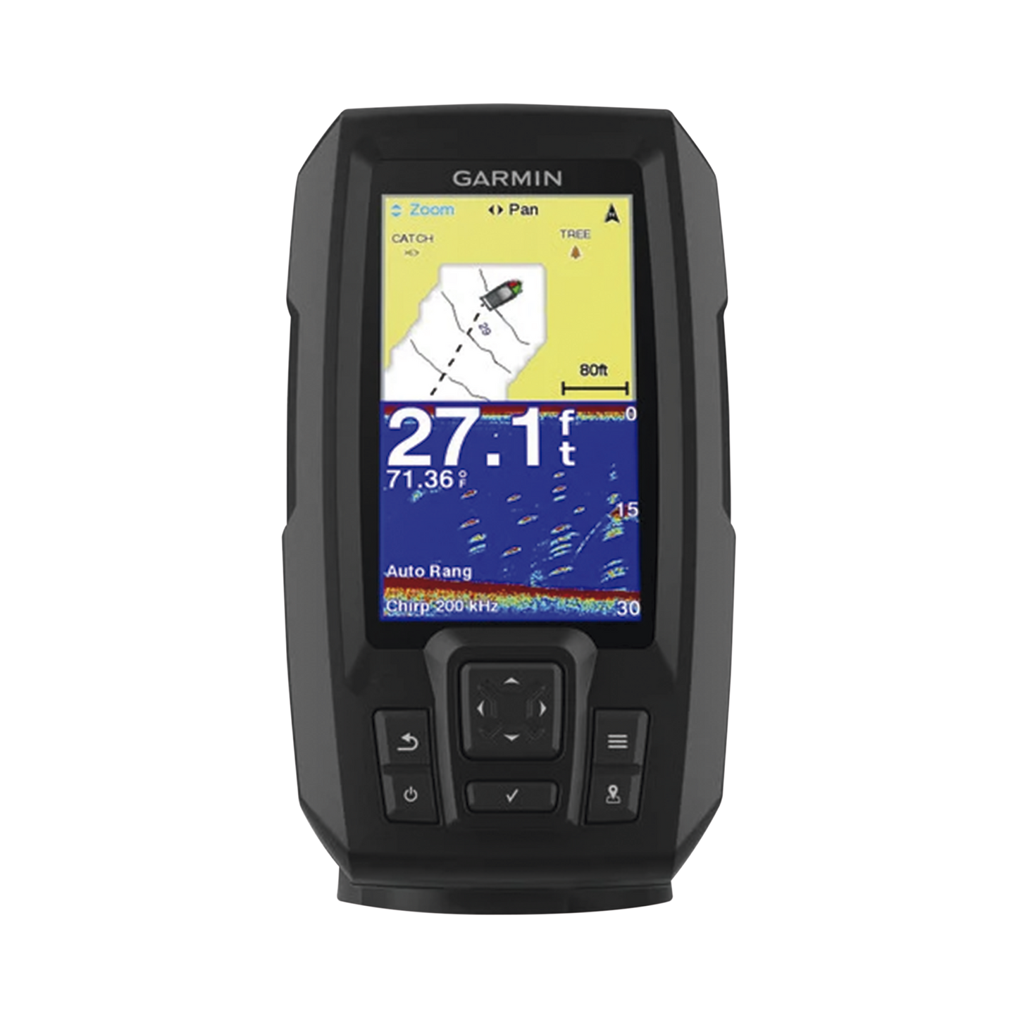 10-01870-00 - Fishfinder STRIKER™ Plus 4 con GPS Integrado / Pantalla QSVGA 272 x 480 píxeles / Frecuencias 50-200 kHz / Potencia 200 W RMS / Tecnología de Ganancia Automática / Sensor de Temperatura / Resistencia al Agua IPX7