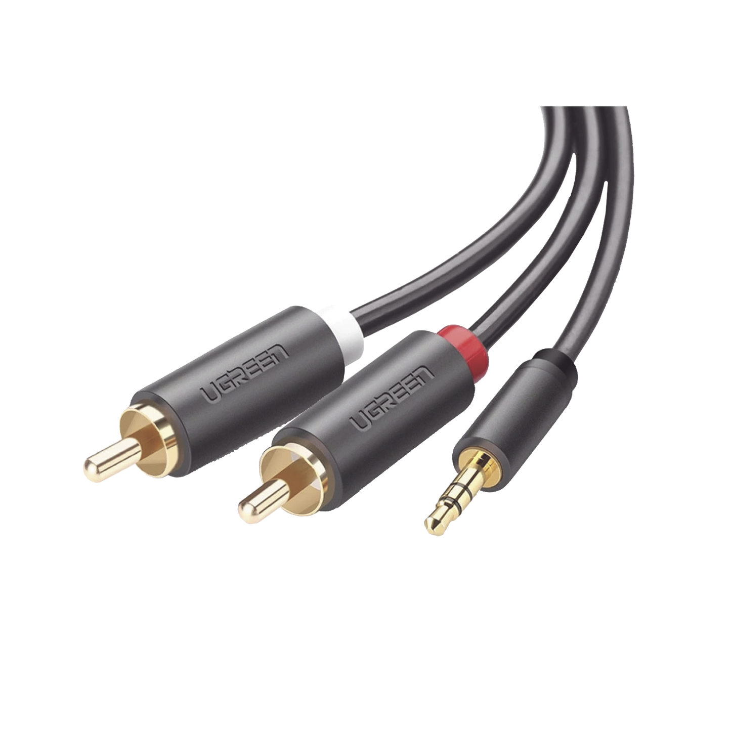 10512 - Cable Adaptador de 3.5mm Macho a 2 RCA Macho / 3 Metros (9.84 Pies) / Color Gris / Blindaje M�ltiple / ABS / Alta Calidad