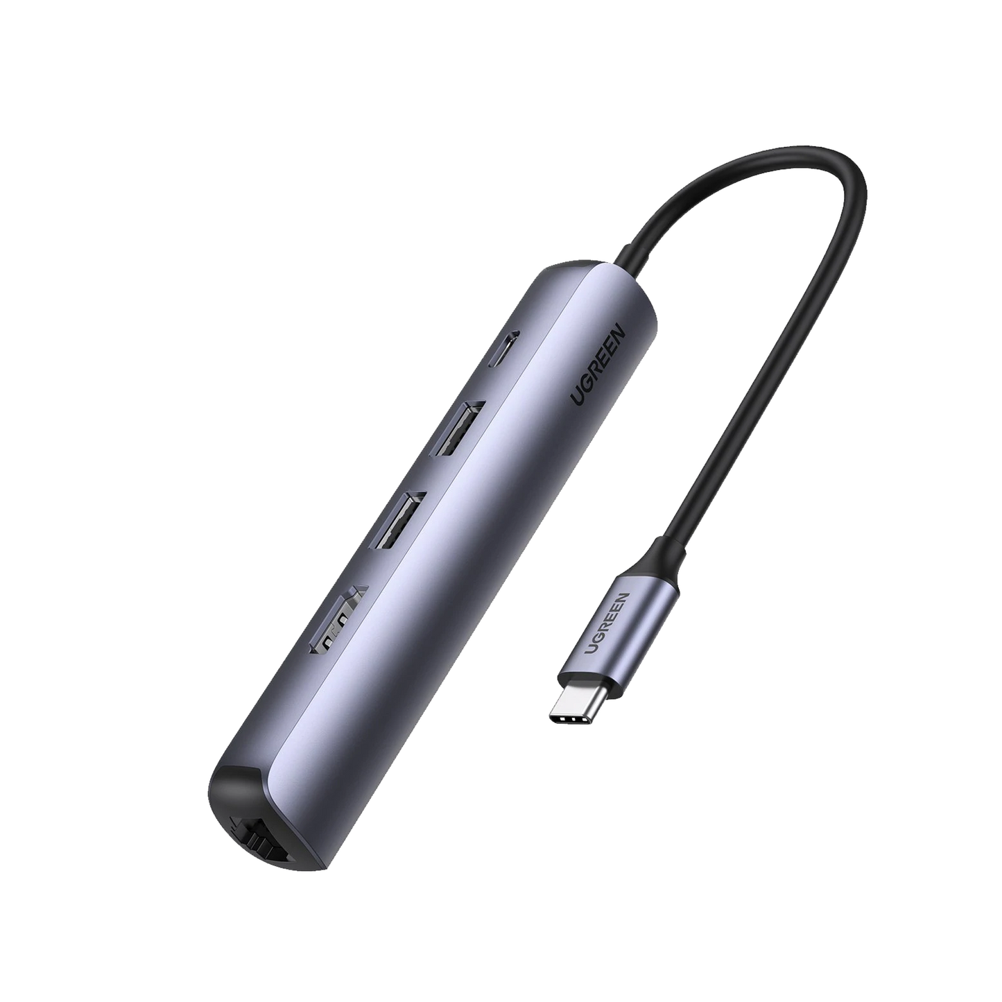 10919 - HUB USB-C (Docking Station) 5 en 1 | Ultra Delgado | 2 USB-A 3.1 a (5 Gbps) | HDMI 4K@60Hz | RJ45 (Gigabit Ethernet) | USB-C PD Carga Rápida 100W | Soporta OTG | Chips Inteligentes | Pequeño y Ligero | Caja de Aluminio.
