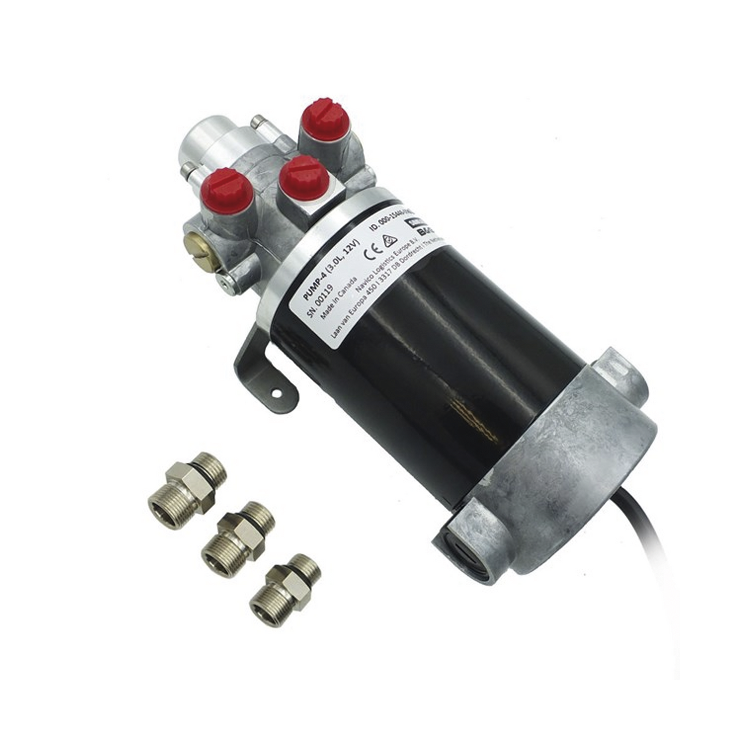 000-15446-002 - Bomba Hidráulica de Engranajes PUMP-4 / 12 V CC / Reversible / Caudal 3.0 L/min / Desplazamiento Cilindro 290-960 cc / Conexiones ORB / Compatible con SteadySteer / Requiere Sistema NAC-3 o AC42