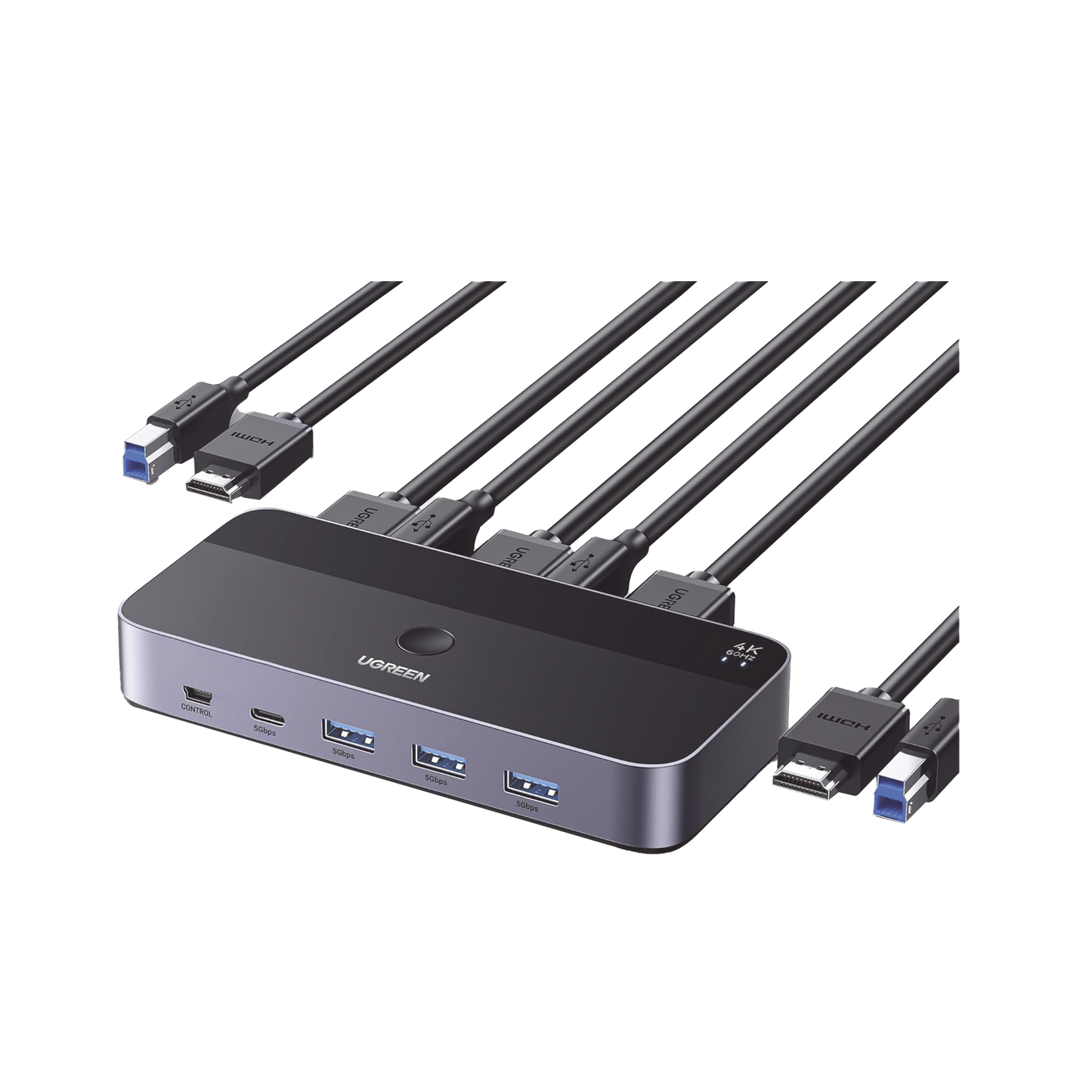 15707 - Conmutador KVM HDMI 4K | HDMI 2.0 | 2 Entradas 1 Salida | 4 Puertos USB 3.0 (3 USB-A *1 USB-C) | Soporta 4K@60Hz | HDR | Indicador Led | Compatible Win, MacOs y Linux | Carcasa de Aluminio.
