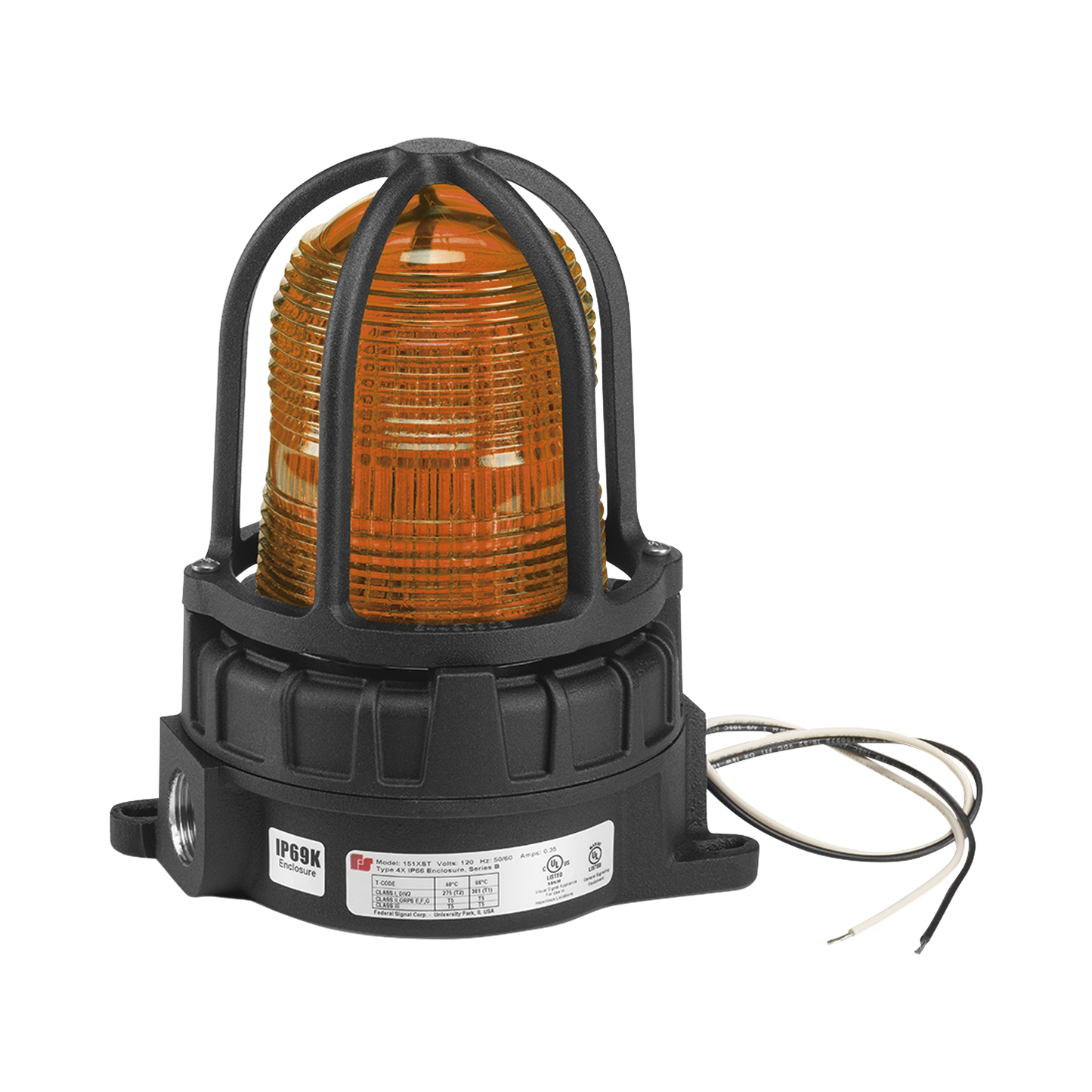 191XLS-024-A - Luz de advertencia LED para ubicaciones peligrosas, montaje para superficies, 24 VCD, color Ámbar