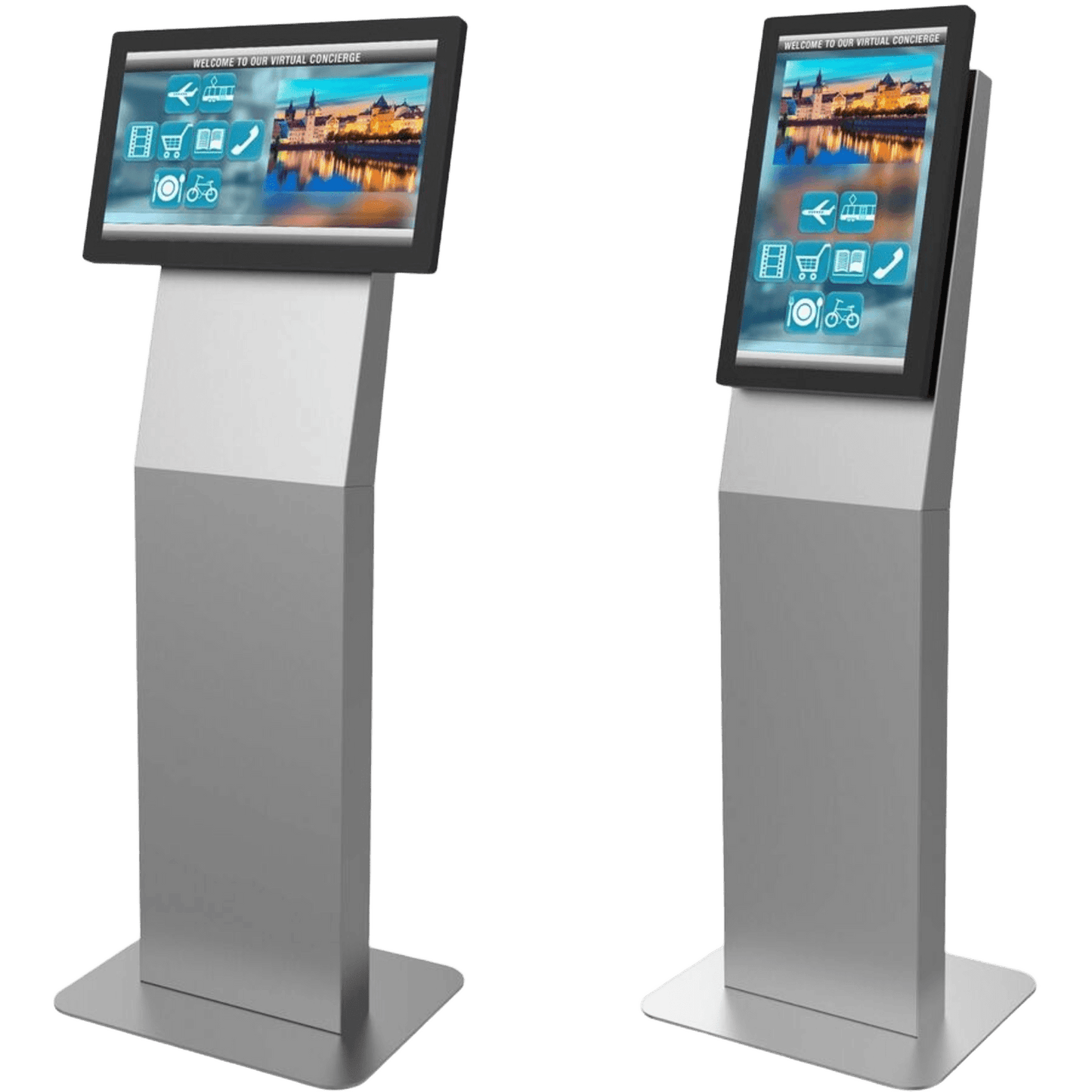 KIP522-S - Montaje tipo Kiosko Para Pantallas Indoor Peerless-AV / Orientación Paisaje o Retrato / Base Plana Rectangular / Puertas Traseras con Seguridad / Gestión Interna de Cables / Compatible con Pantallas 15"-22"-32" / VESA 200x200