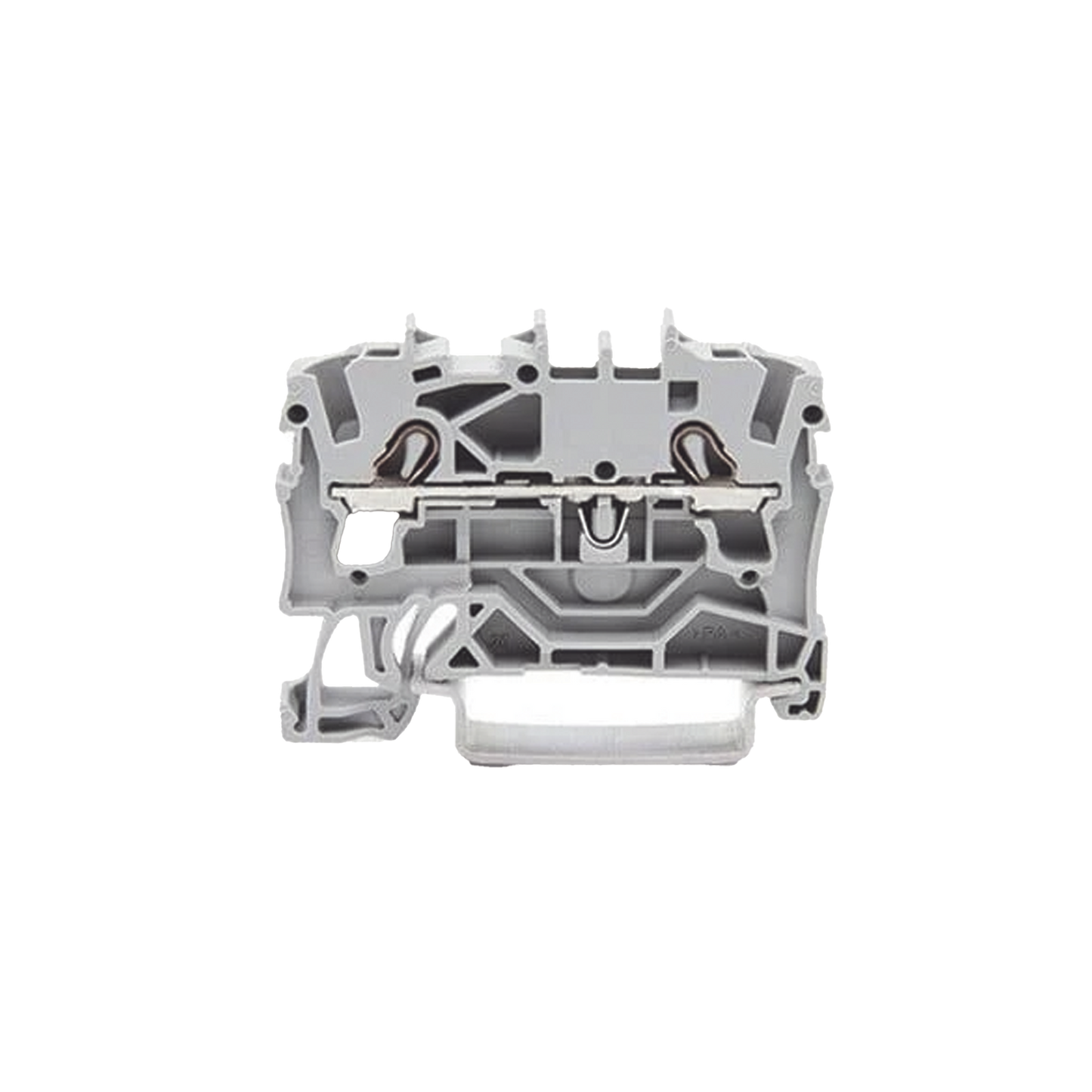 2002-1201 Borna de paso para 2 conductores; 2,5 mm²; Apropiado para aplicaciones Ex e II; Marcaje lateral y central; para carril DIN 35 x 15 y 35 x 7,5; Push-in CAGE CLAMP®; 2,50 mm²; gris