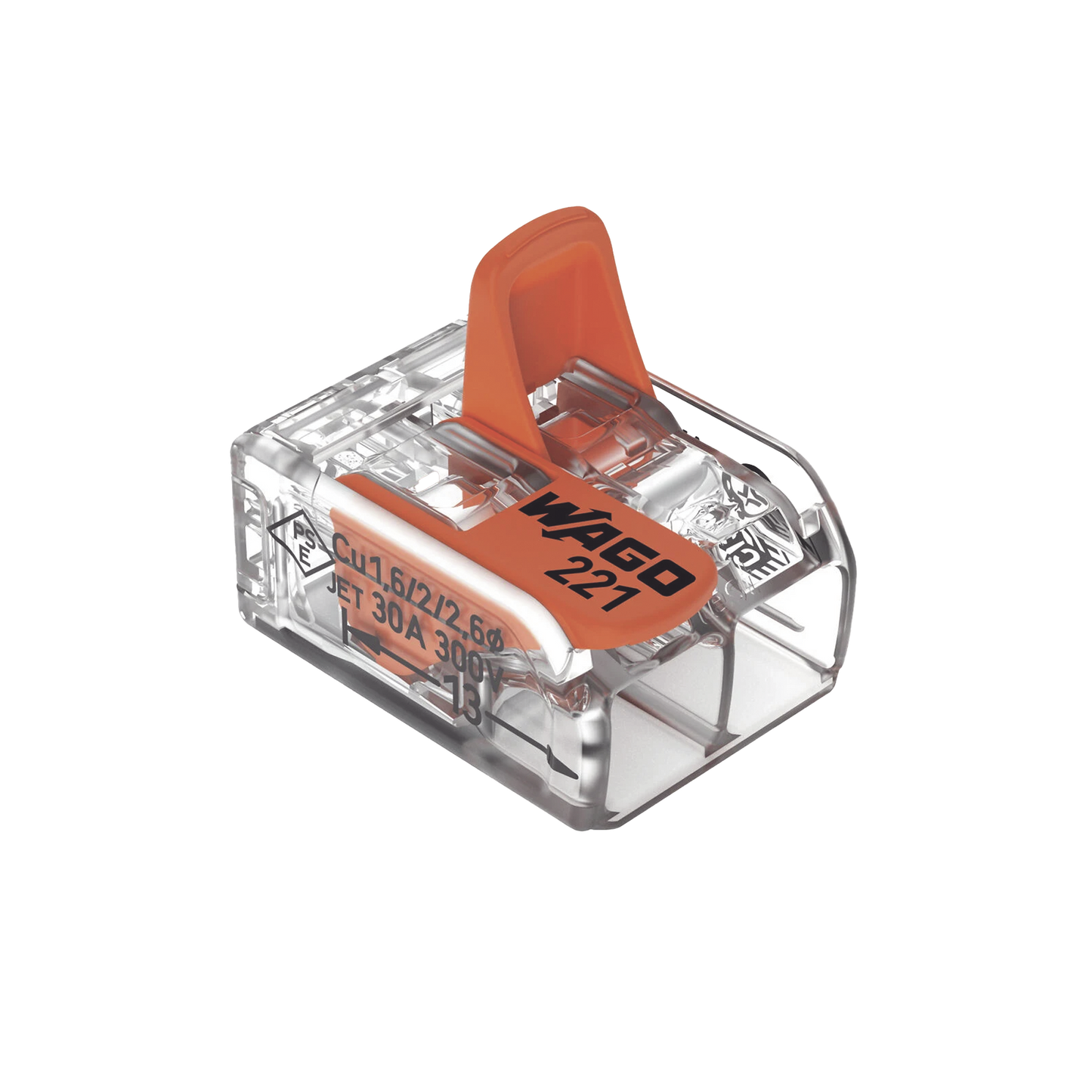 221-612 - Borne de Conexión con Palancas / Serie 221 / 6 mm² Máximo / 30 A / 300 V / Transparente / T85 / CAGE CLAMP® / Conexión Lateral