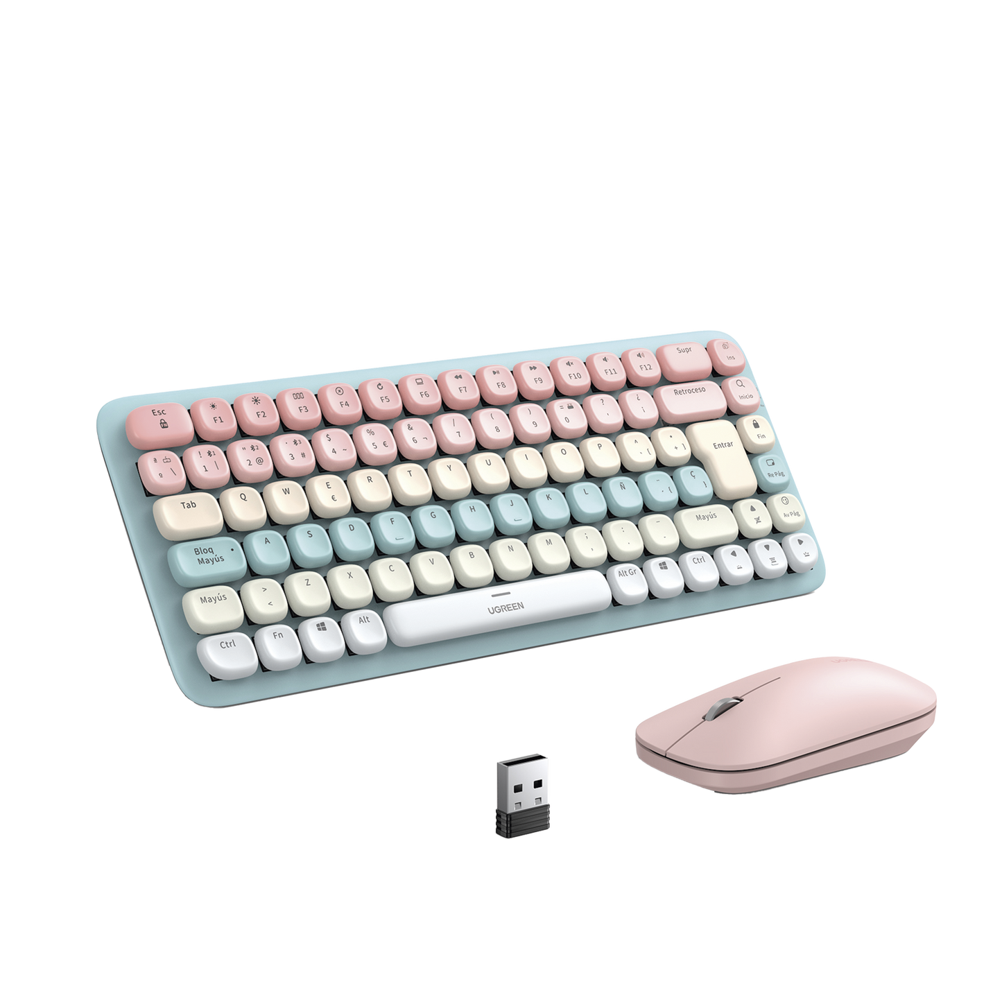 25178 PAQUETE DE TECLADO Y MOUSE INALÁMBRICO UGREEN ROSA