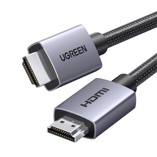 25297 Cable HDMI 2.0 de Nylon Trenzado | 1 m | 4K@60Hz | ARC | Dolby ATMOS | True HD | DTS HD | HDR | 3D Inversivo  | 3 modos de Visualización | 3 Capas de Protección + 4 de Blindaje | Niquelado | Carcasa de Aluminio.