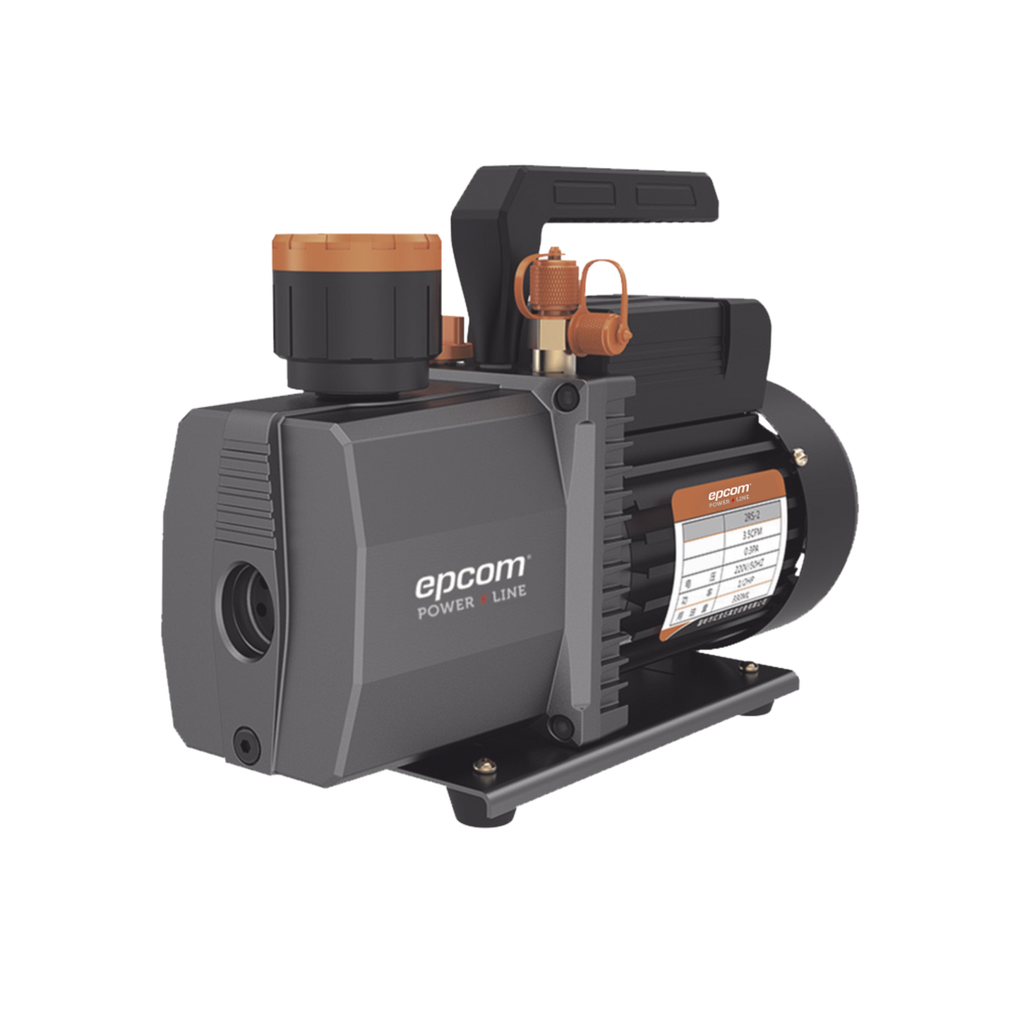2RS-2-R32 - Bomba de vacío/ para aire acondicionado / 2 estados / Motor de 1/2 HP / Voltaje 110 Vca / Acople de ingreso de 1/4" x 3/8" con válvula de retención integrada