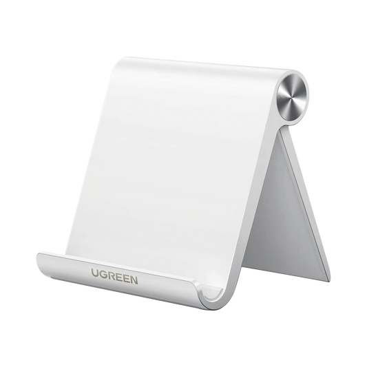 Soporte de Escritorio para Telefono Celular / Ajustable de 0° a 100° / Goma Antiarañazos / Antideslizante / Amplia Compatibilidad con dispositivos de 4 a 7.9 / Plegable / ABS / Color Blanco