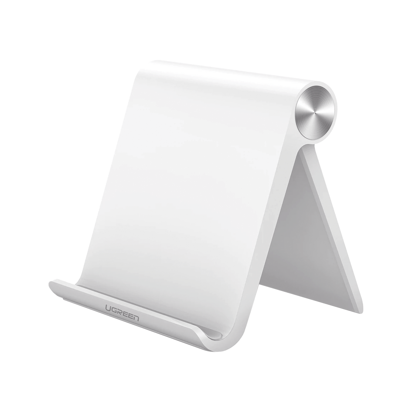 30485 - Soporte de Escritorio para Tablet / Ajustable de 0° a 100° / Goma Antiarañazos / Antideslizante / Amplia Compatibilidad con dispositivos de 4'' a 13'' / Plegable / ABS / Color Blanco