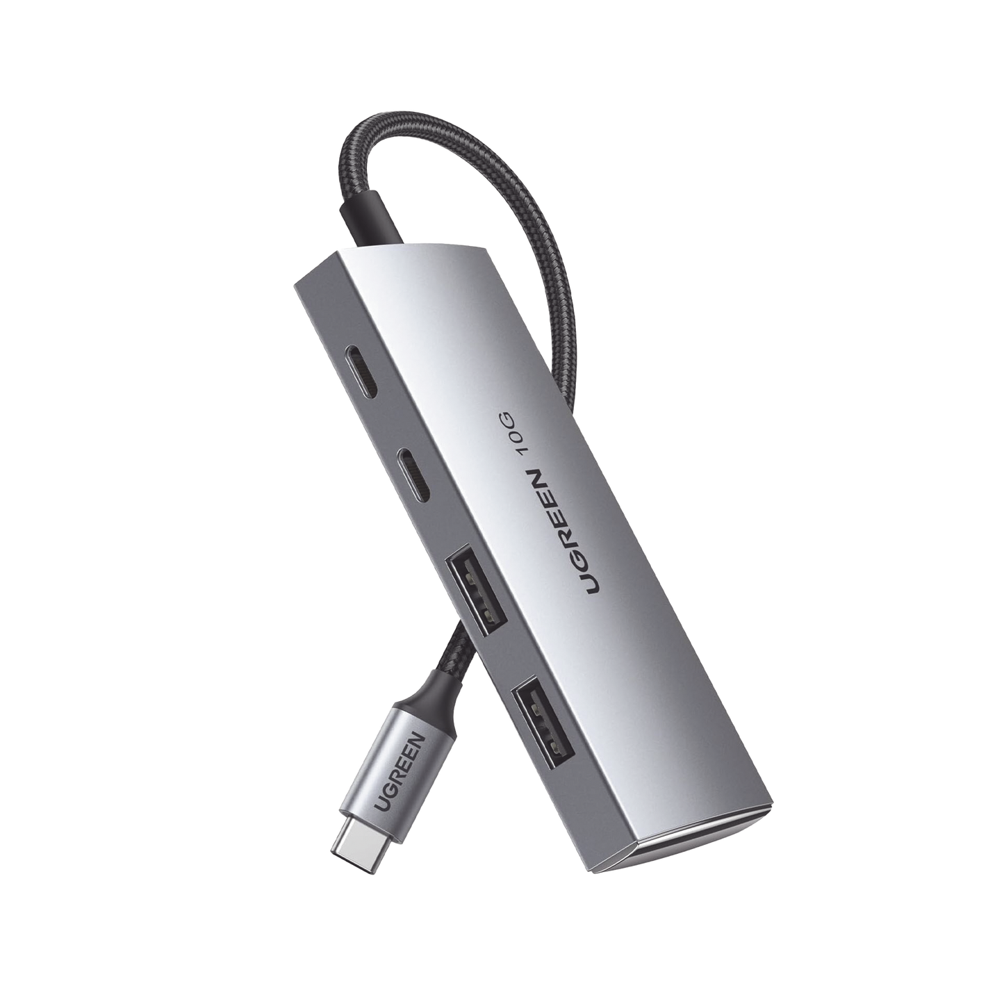 30758 HUB USB-C 3.2 4 en 1 | 2 Puertos USB-C 3.2 (10 Gbps) | 2 Puertos USB-A 3.2 (10 Gbps) | Admite OTG | Compatible con MacBook, Chormebook, iMac, iPad Pro, iOS, Windows, Mac OS, Android | Carcasa de Aluminio | Nylon Trenzado.