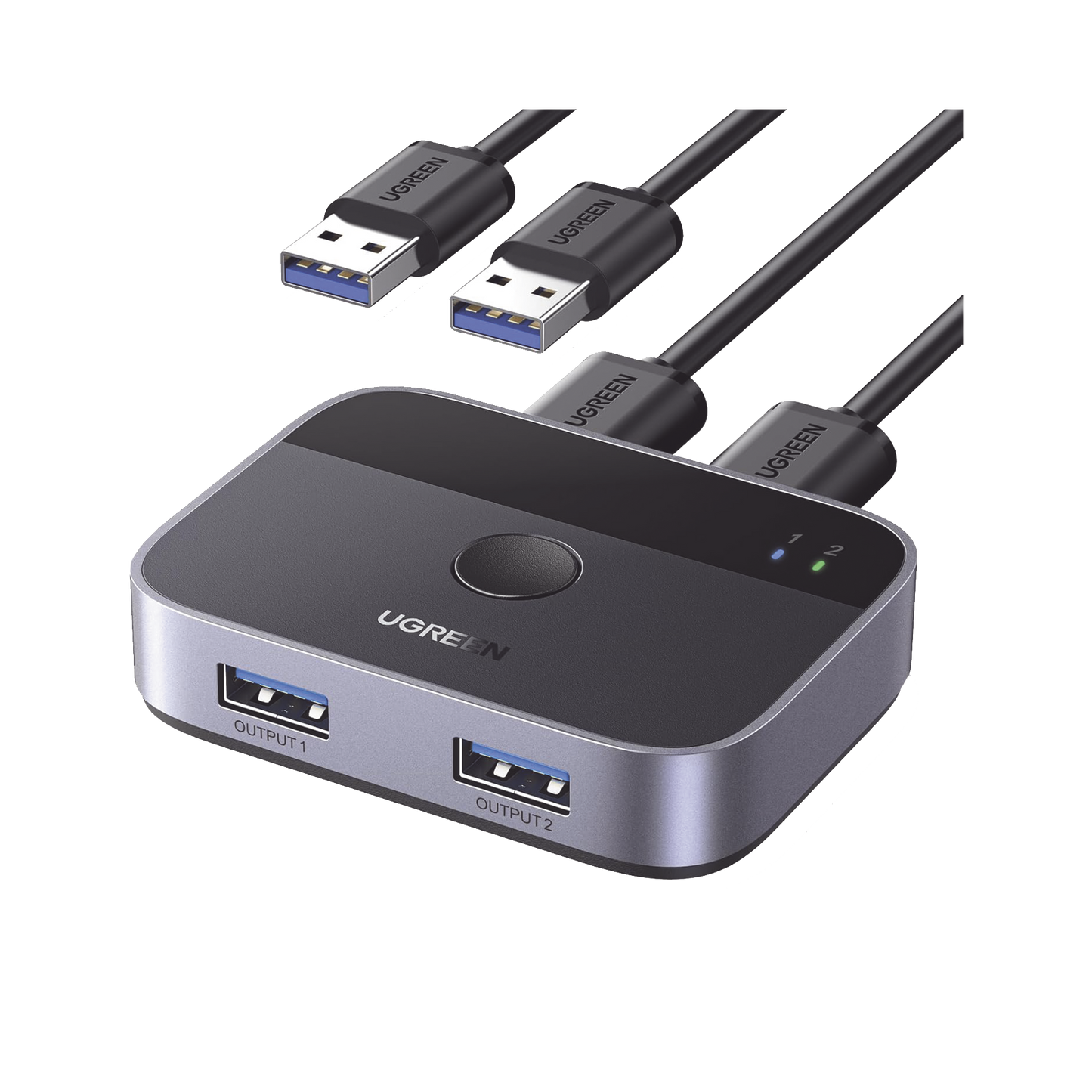 35313 Conmutador USB para Compartir 2 Puertos USB 3.0 a 2 PC Ìs | Cambio Mediante Botón | Incluye Dos Cables USB de 1.5 m | ABS | Permite que 2 Usuarios Compartan 2 Dispositivos Periféricos USB 3.0, como una impresora, un escáner, etc.