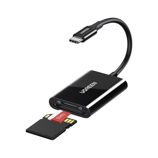35622 Lector de Tarjetas USB-C 3.1 | Soporta Micro-SD (TF) /SD | 5Gbps | 170 MB/s | OTG | Soporta hasta 2TB | Admite intercambio en Caliente | 2 tarjetas simultaneas | Soporta Windows/Mac OS/Linux | Color Negro.