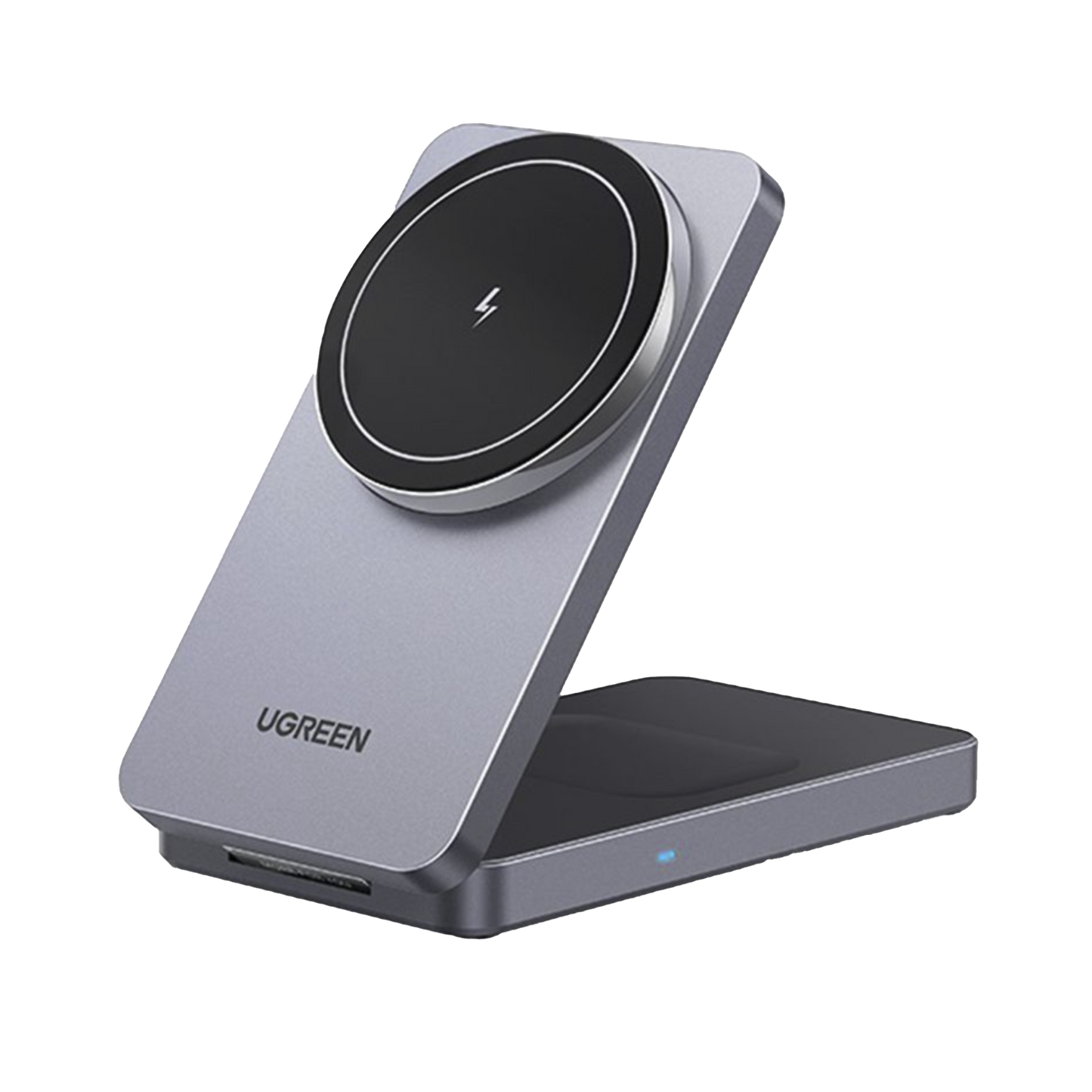 45056 - Cargador Inalámbrico 2 en 1 20W / Tecnología Qi2 15W Certificada / Carga Simultánea iPhone y AirPods / Ángulo Ajustable 70° / Diseño Plegable y Portátil / Compatibilidad Universal