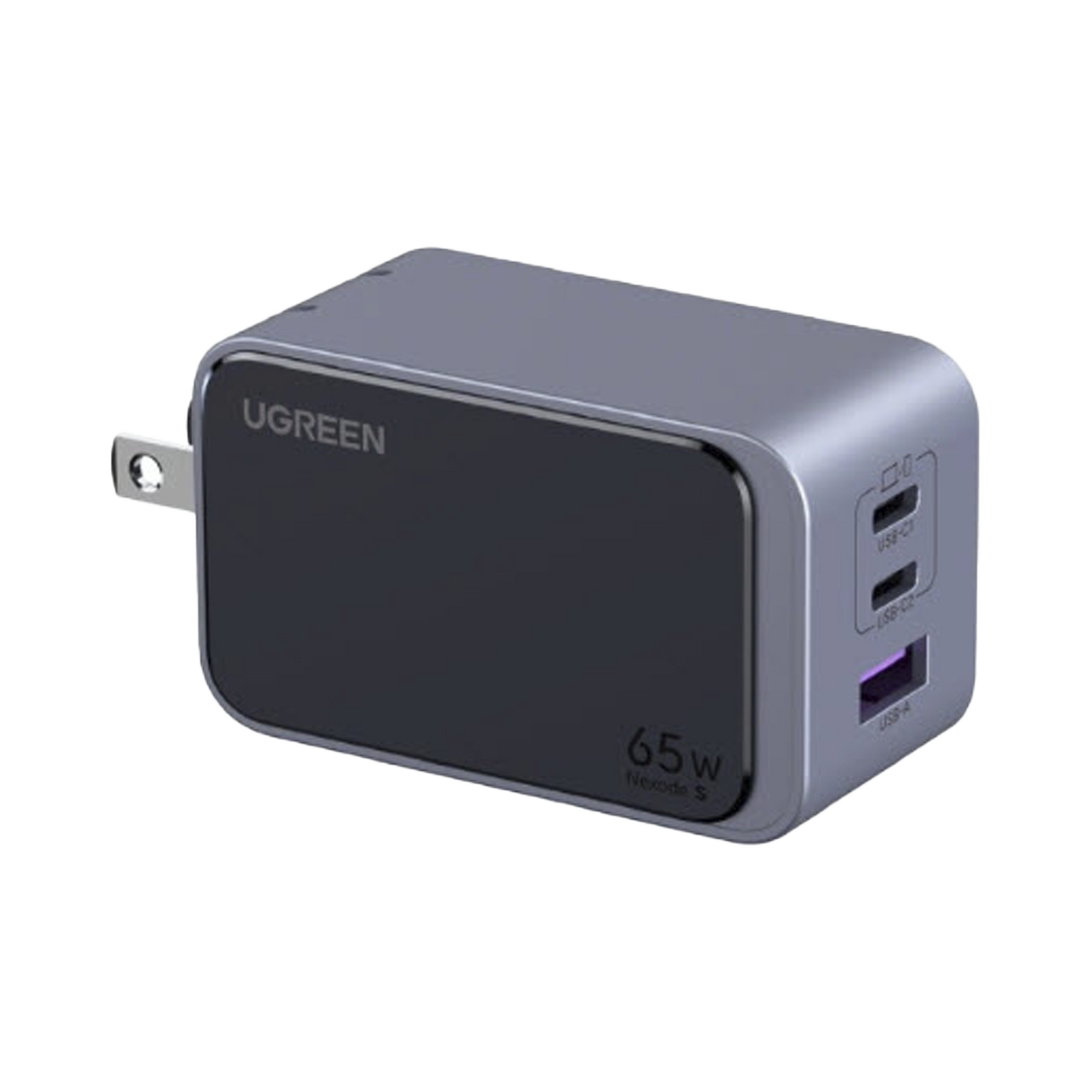 45223 Cargador de 65W serie Nexode S | 3 Puertos de Carga Rápida | 2 USB-C | 1 USB-A | Tecnología GaN II | PD3.0 | QC4.0 | FCP/SCP/AFC/PPS/PPS2.0 | Tecnología de Protección Térmica | Optimiza la Carga | Carcasa Ignifuga.