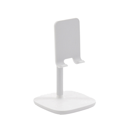Soporte para Telefono Celular & Tablet / Ajustable de 5° a 45° / Base Antideslizante / Proteccion de Silicona / ABS / Amplia Compatibilidad con dispositivos de 4 a 7.9 / Color Blanco