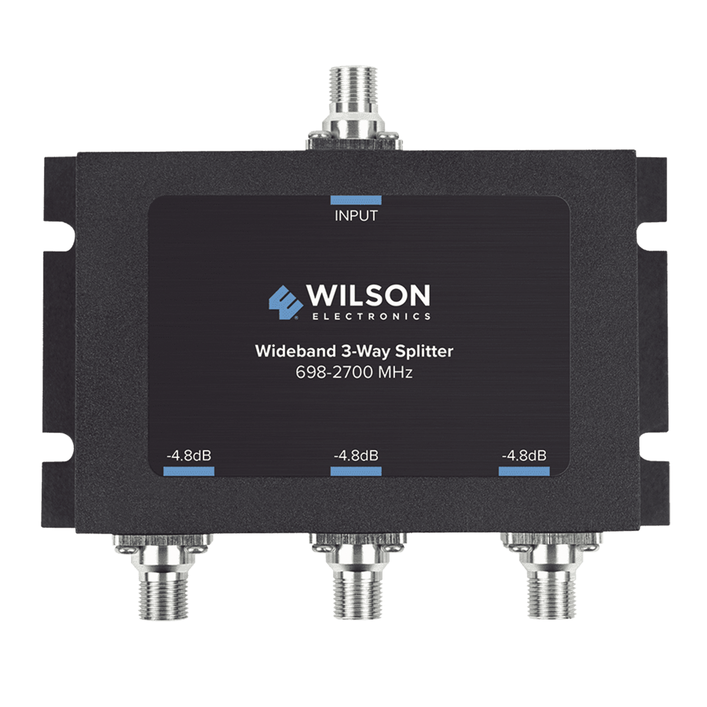 850-035 - Divisor de potencia de 3 vías para la distribución de señal a tres antenas de servicio | 4.8 dB de pérdida por puerto | Conectores F hembra