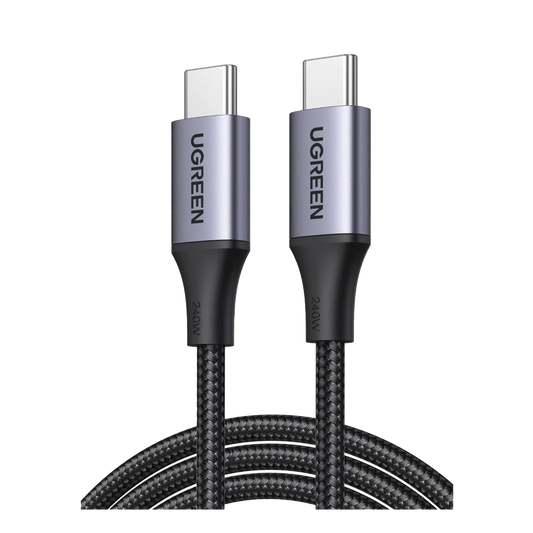 90440 Cable USB-C a USB-C | 2 Metros | Potencia de Carga 240W | 48V/5A | PD3.1 /3.0 | 480 Mbps | Chip E-Market | Carcasa de Aluminio | Nylon Trenzado.
