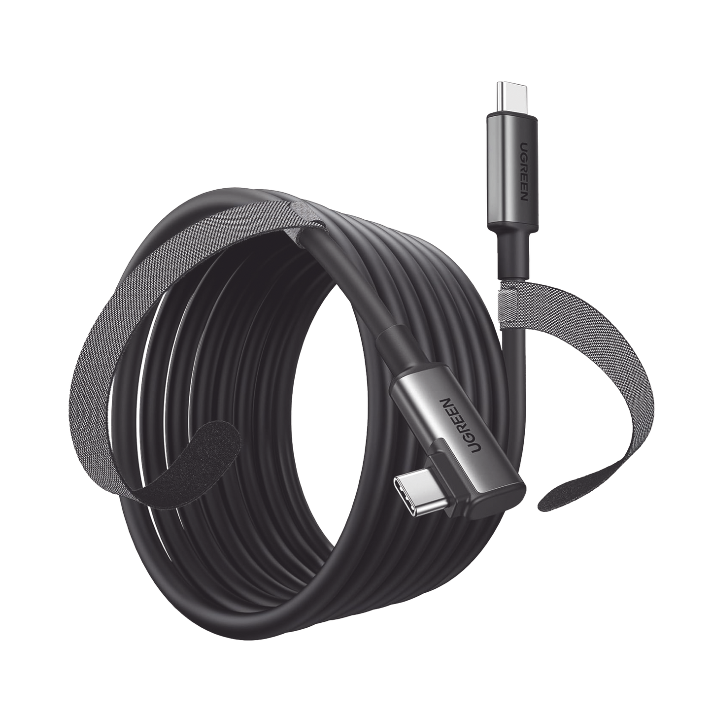 90629 - Cable USB-C a USB-C (Cable Link) | 5 metros (16 pies) | Transferencia de Alta Velocidad | Carga Rápida | Un Extremo Angulado | Caja de Aluminio | Nylon Trenzado.