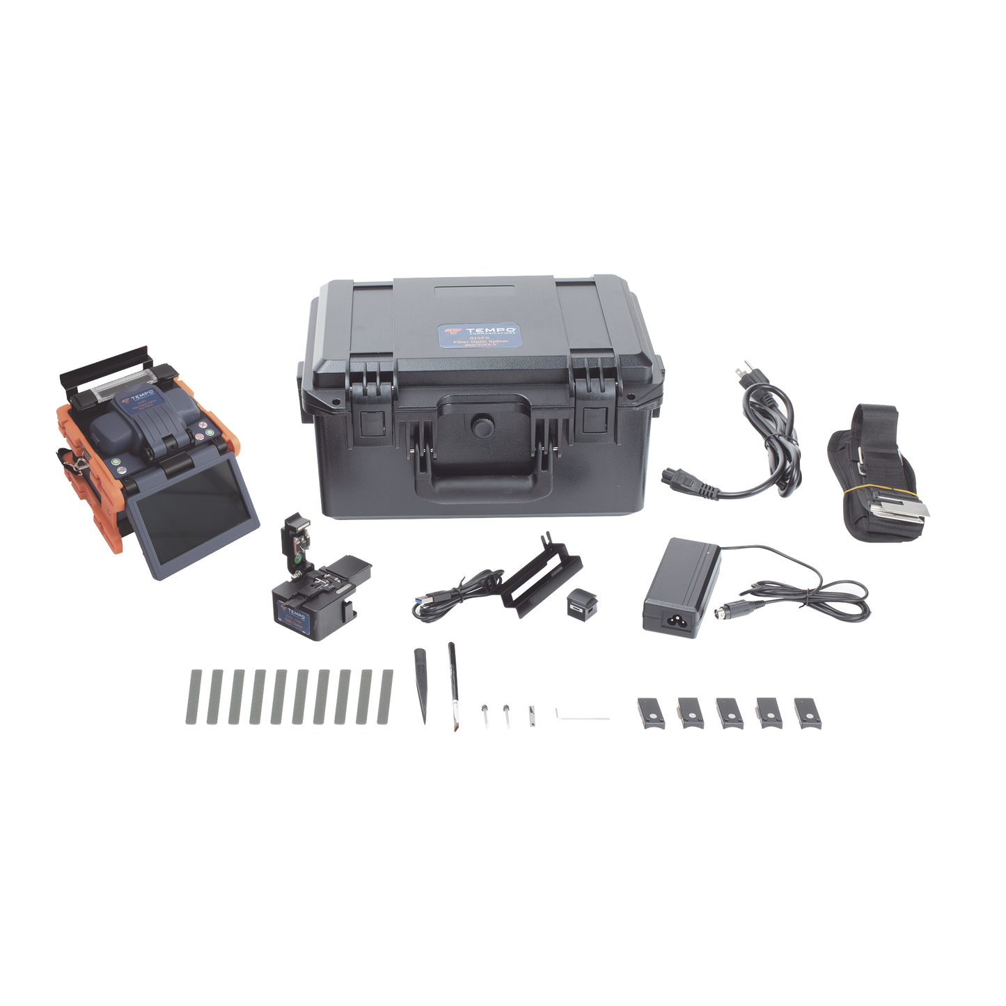 915FS-KIT1 Fusionadora de Fibra Óptica de Alineación Activa por Revestimiento con 4 Motores con Perdida Típica (SM); 0.02 dB (MM); 0.04 dB) con Pantalla Touch