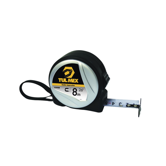93008M Flexómetro Magnético(Cinta de Medir) de 8 metros, Graduada por Ambos Lados. Con Botón de Freno