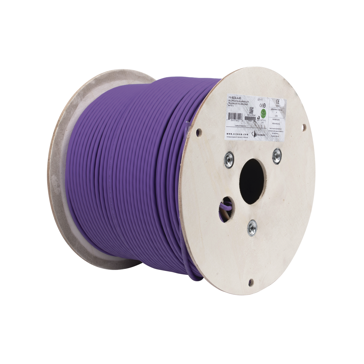9C6L4-A5 - Bobina de Cable U/UTP de 4 Pares, Z-MAX, Cat6A, Soporte de Aplicaciones 10GBase-T, LS0H, Color Violeta, 305 Metros (1000 Pies)