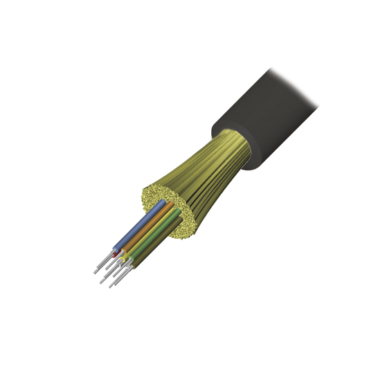 9GD5P012G-T501A Cable de Fibra Óptica de 12 hilos, Interior/Exterior, Tight Buffer, No Conductiva (Dielectrica), Plenum, Multimodo OM4 50/125 optimizada, 1 Metro