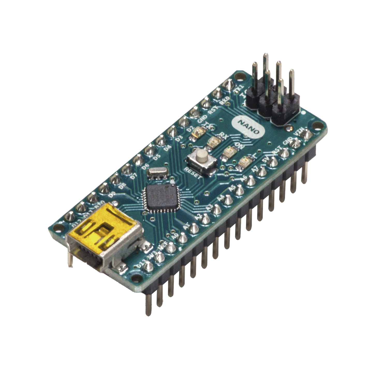 A-000005 - Microcontrolador Arduino Nano / ATmega328 16 MHz / 20 Digital I/O + 8 Analógico / Mini-USB / Compatible IDE Arduino / Breadboard-Friendly / Maker Projects