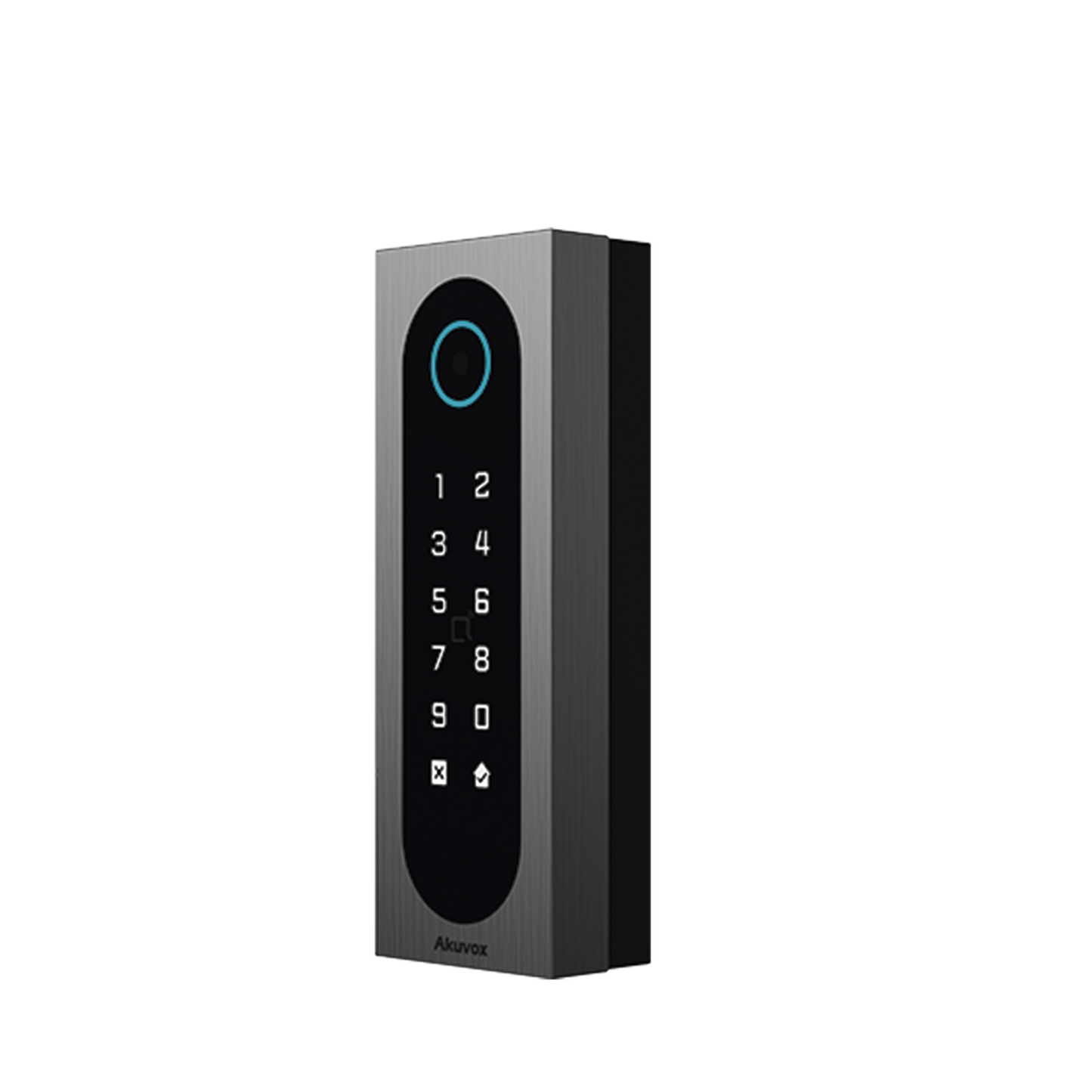 A08S Control de Acceso Slim Akuvox A08S / Aluminio y Vidrio Templado / IP65 & IK09 / Capacidad para 20,000 Tarjetas / Métodos de Acceso Multi (QR, Bluetooth, PIN, RFID) / Soporta Wiegand / 1 Salida de Relay