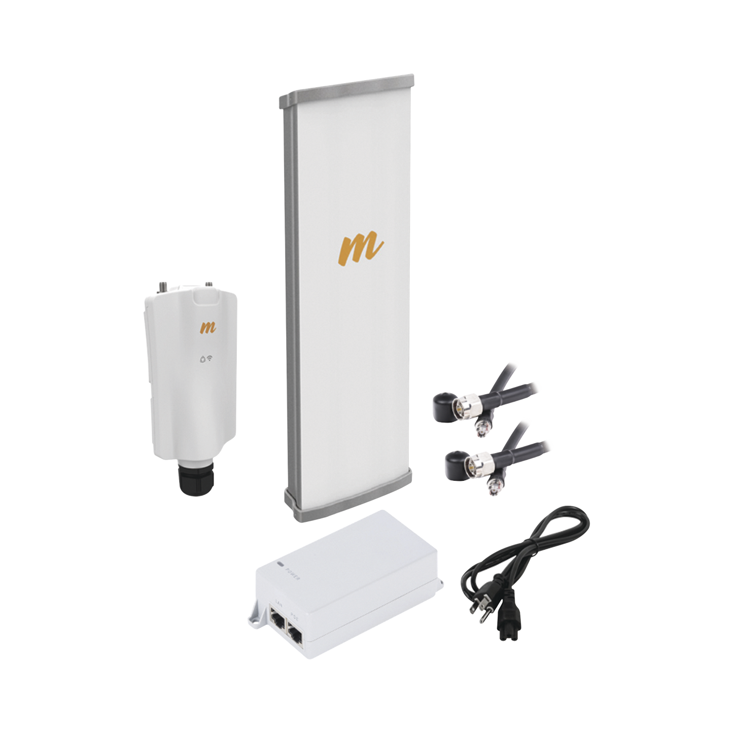 A5XN45KIT - Kit de radio A5x con antena N545X4, 4.9 a 6.4 GHz, 700 Mbps, hasta 64 usuarios concurrentes, Monitoreo a travez de la nube, incluye jumper, PoE24V, cable de alimentación y montaje