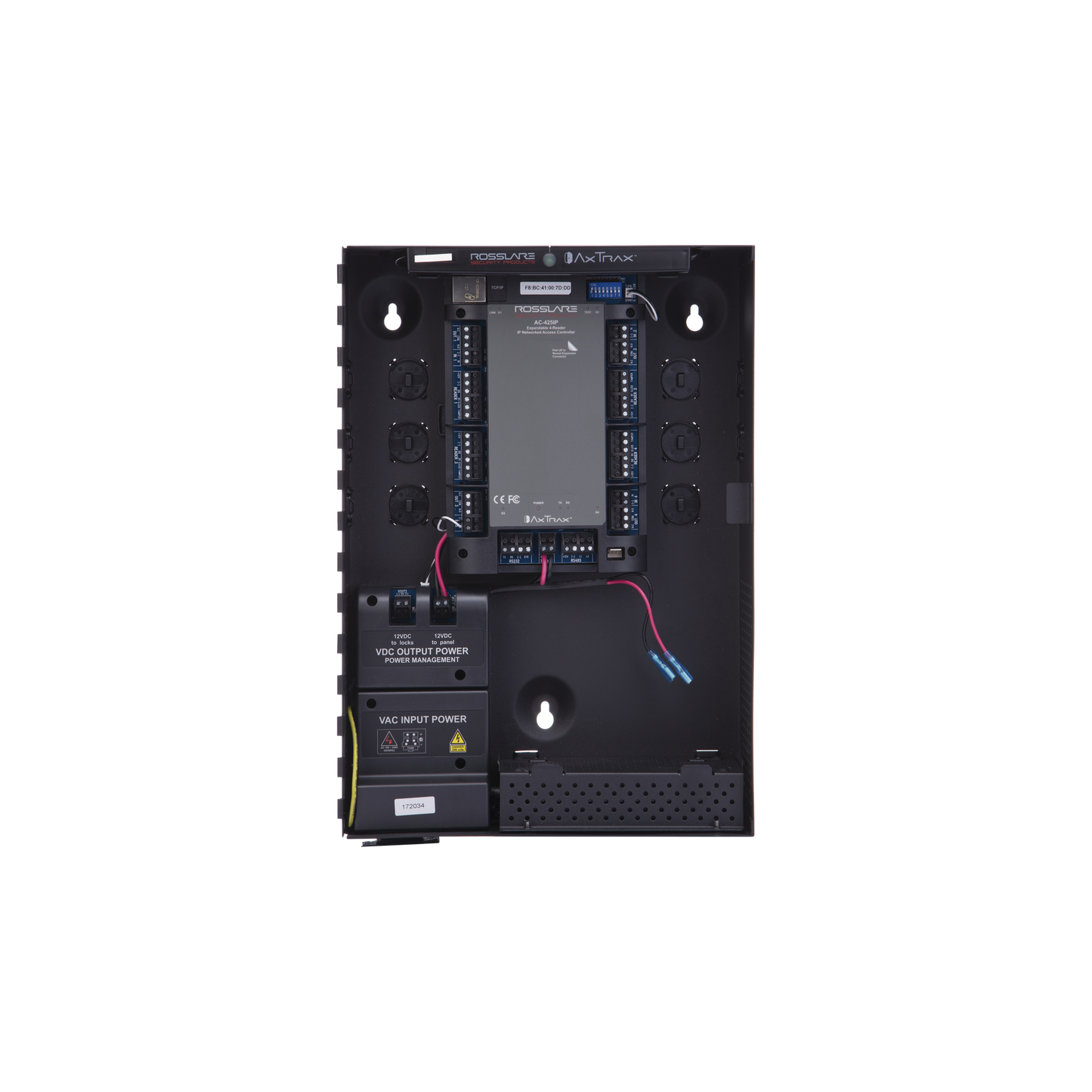 AC-425IP-BU Controlador de Acceso para 4 Lectoras / Expandible a 4 Lectores Adicionales / 30,000 Tarjetas / 20,000 Eventos / Incluye Gabinete y Fuente de Alimentación / Nueva Generación!