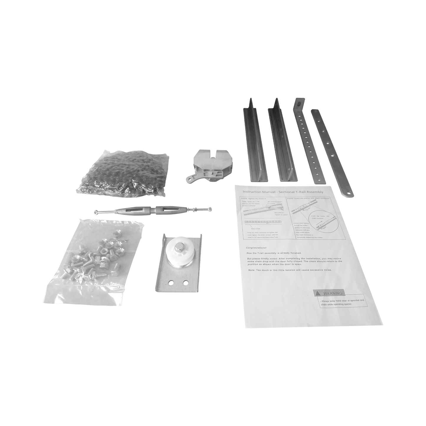 ACCESSRAILT3 - Kit de Riel tipo T / 3mts / Compatible C / Motor ACCESSFORCE / FS1000APPRT / Incluye 3 secciones de riel / 2 Coples / 6 mts de cadena .