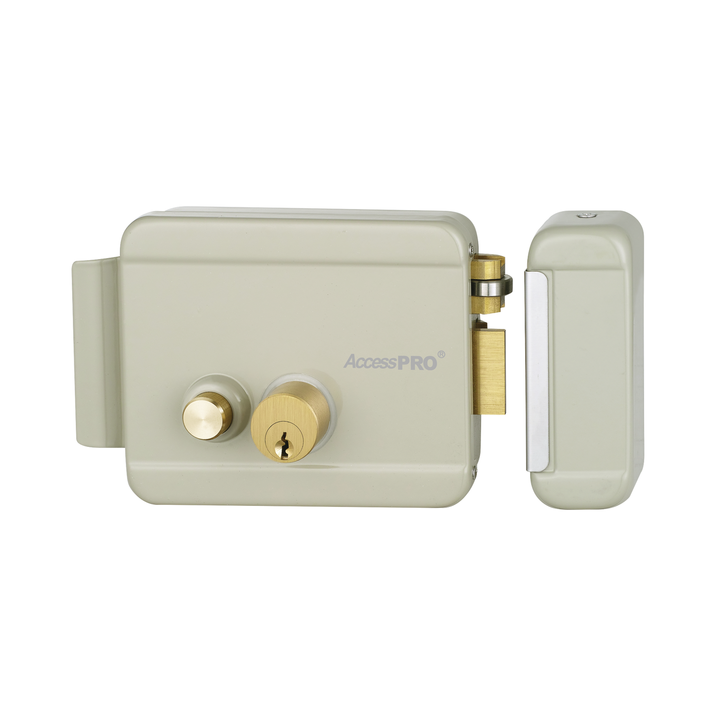 ACCESSRIMB - Cerradura Eléctrica con Botón de Salida/ Incluye Llave / Exterior / Derecha