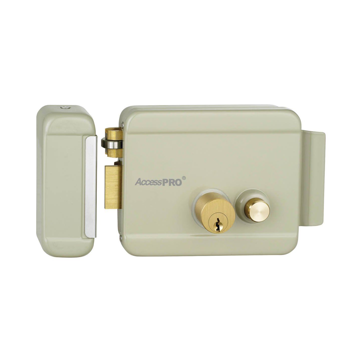 ACCESSRIMBL Cerradura Eléctrica con Botón de Salida / Incluye Llave / Exterior / Izquierda