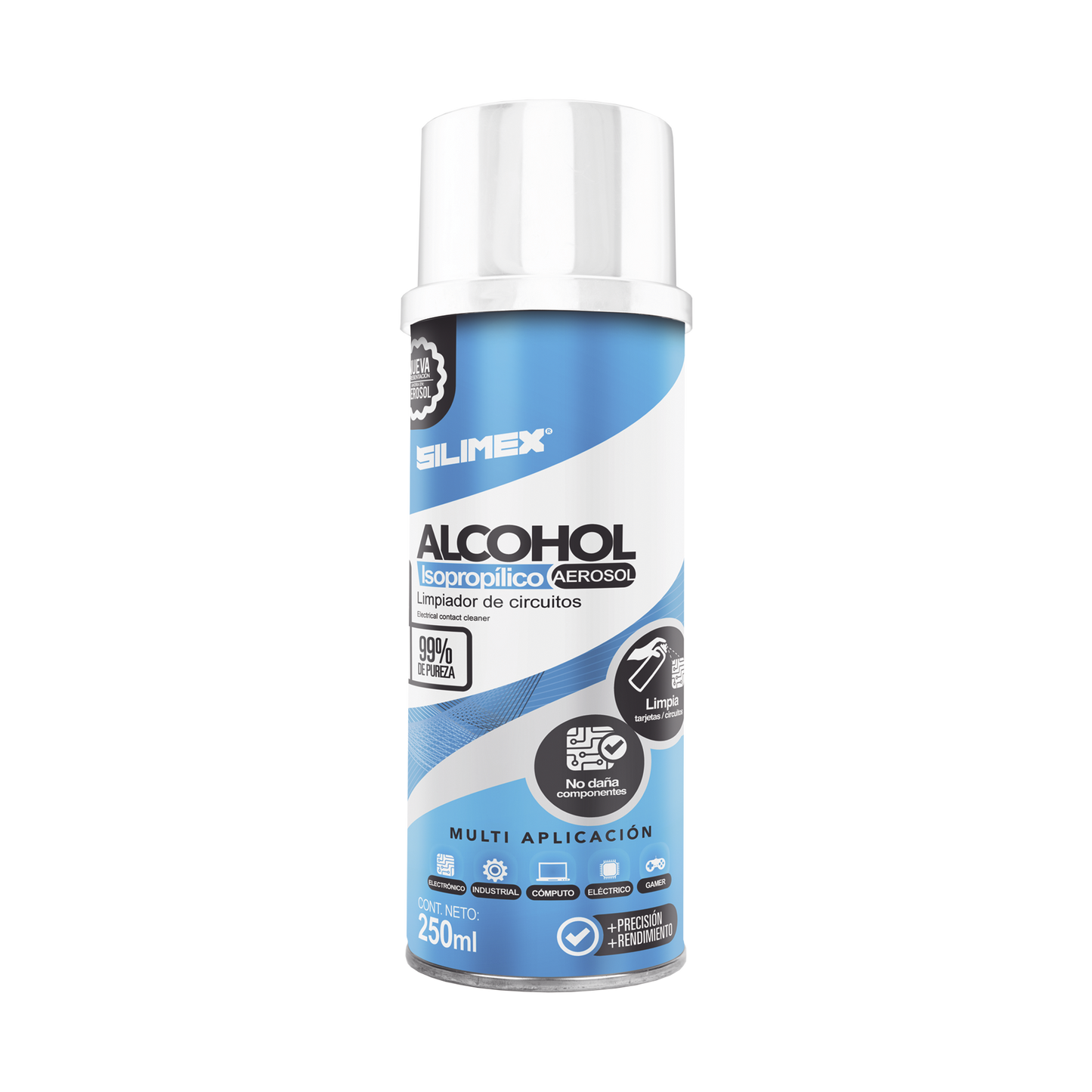 ALCOHOLS - Alcohol Isopropilico en Aerosol para limpieza de equipos de vídeo, fibra óptica, cómputo, y equipo telefónico 250 ml
