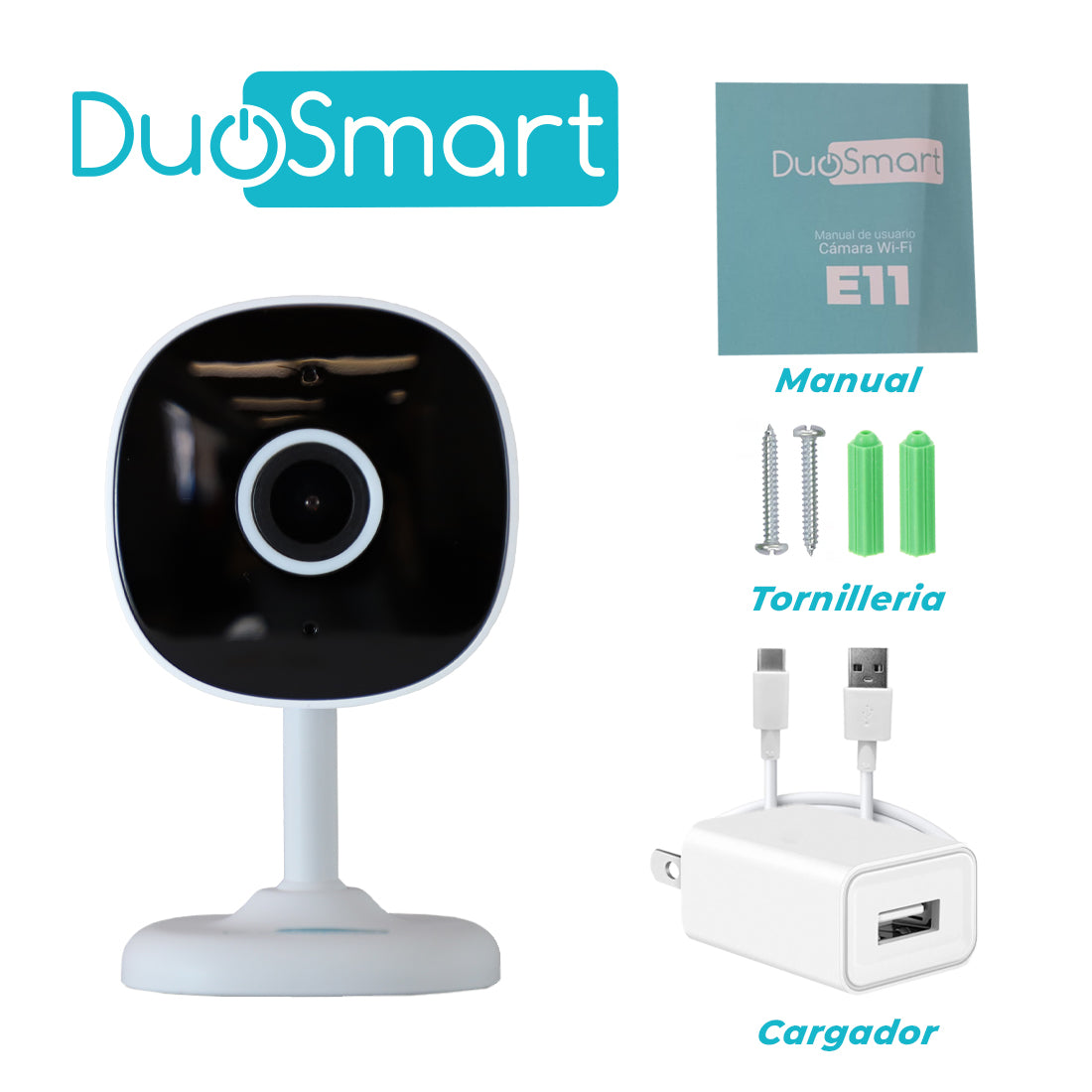 E11 CAMARA INTELIGENTE DUOSMART E11 WIFI 2.4 GHZ PARA INTERIOR DE FACIL COLOCACION CON AUDIO BIDIRECCIONAL FULL HD 3MP COMPATIBLE CON APP DUOSMART SOPORTA MEMORIA MICROSD DE HASTA 128 GB (NO INCLUIDA)