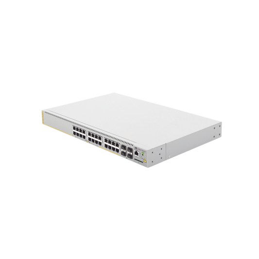 AT-GS970M/28PS-10 Switch PoE+ Administrable CentreCOM GS970M, Capa 3 de 24 Puertos 10/100/1000 Mbps + 4 SFP Gigabit, 370 W