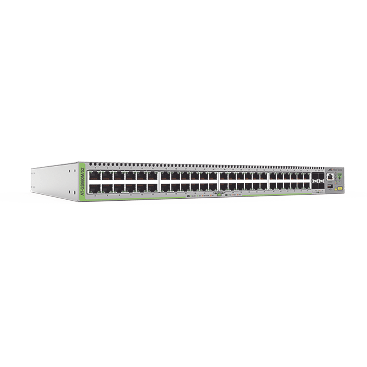 AT-GS980M/52-10 Switch Administrable CentreCOM GS980M, Capa 3 de 48 puertos 10/100/1000Mbps + 4 SFP Gigabit