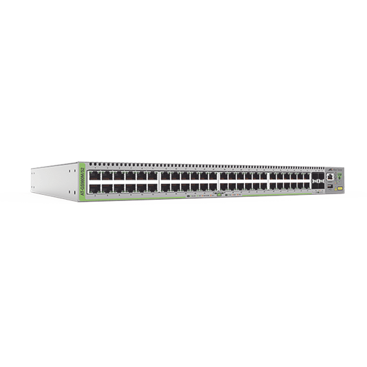 AT-GS980M/52-10 Switch Administrable CentreCOM GS980M, Capa 3 de 48 puertos 10/100/1000Mbps + 4 SFP Gigabit