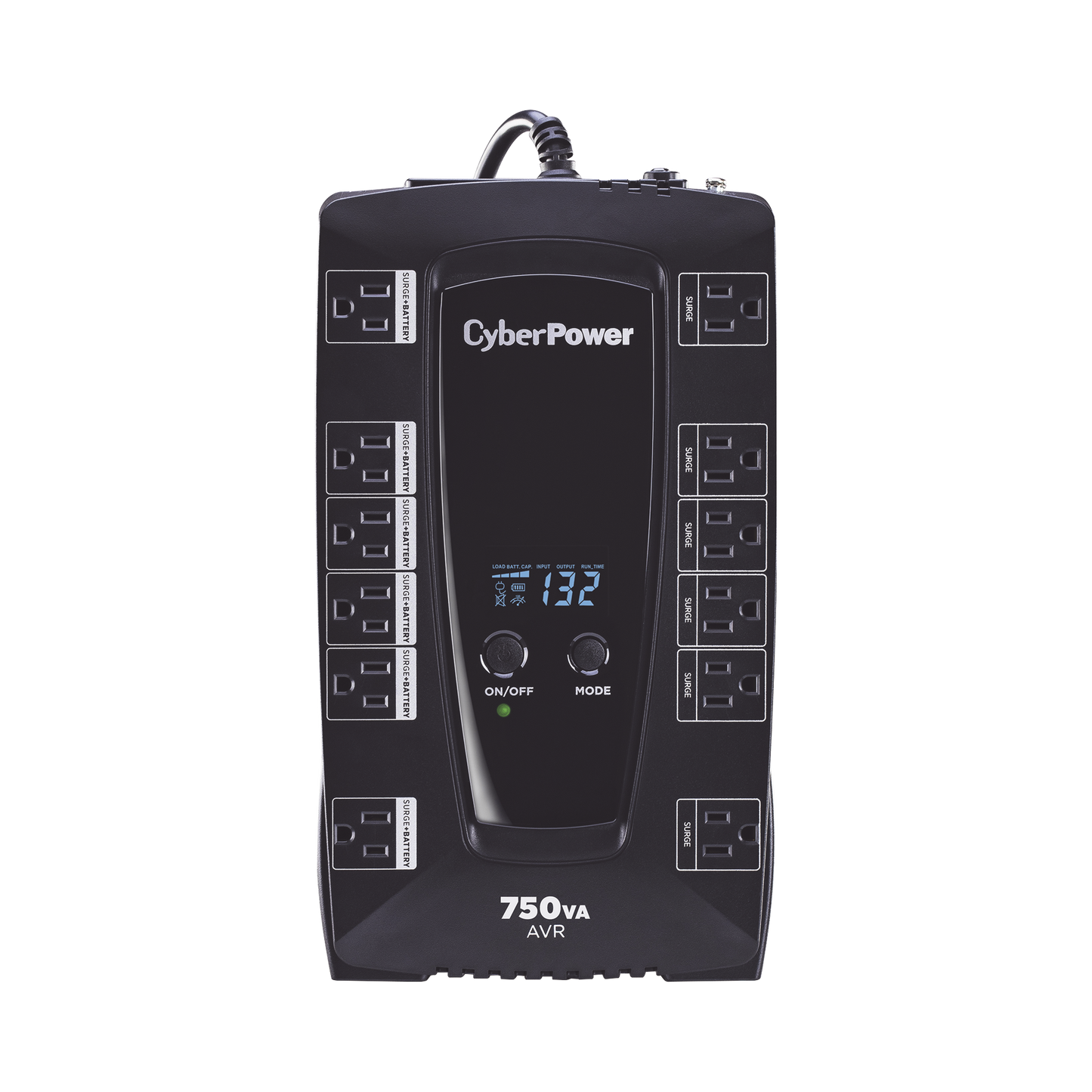 AVRG750LCD UPS de 750 VA/450 W, Topología Línea Interactiva, Entrada 120 Vca NEMA 5-15P, Tipo Gabinete Compacto, Con 12 Tomas NEMA 5-15R