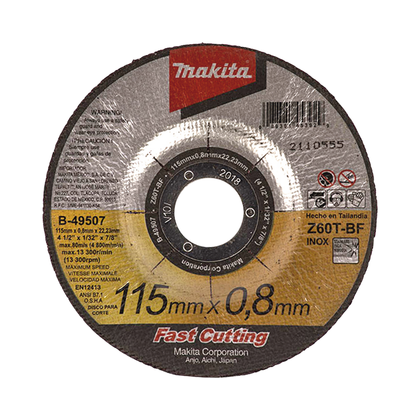 B49507 - Disco 4 1/2"/ Inox y Acero / Corte Rápido
