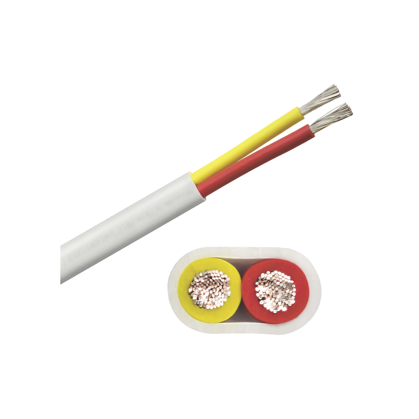B7W10T-20-100 - Rollo de cable plano grado marino calibre 10, de 2 conductores (rojo y amarillo) de 100 pies (30.48 m).