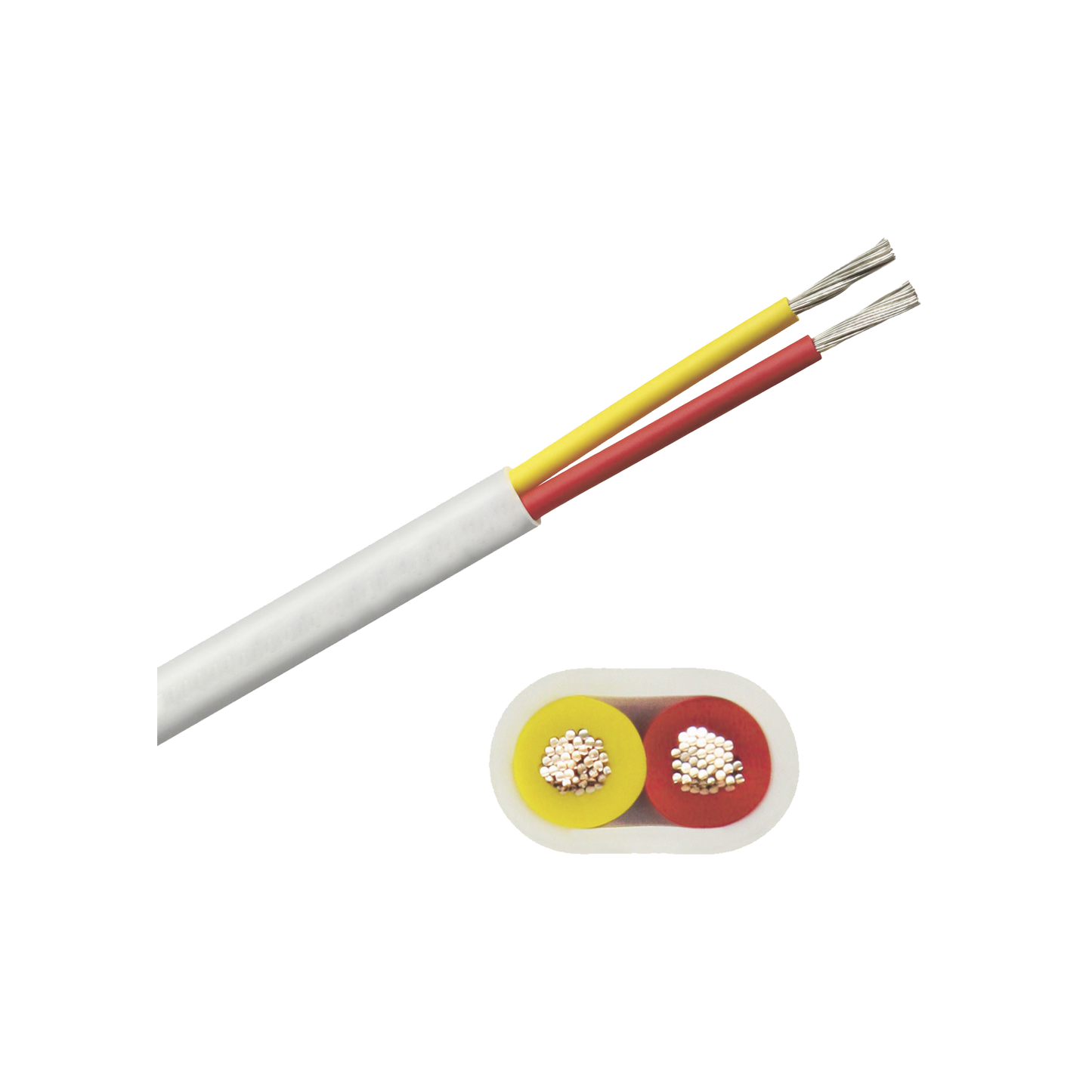 B7W14T-20-100 - Rollo de cable plano grado marino calibre 14, de 2 conductores (rojo y amarillo) de 100 pies (30.48 m).