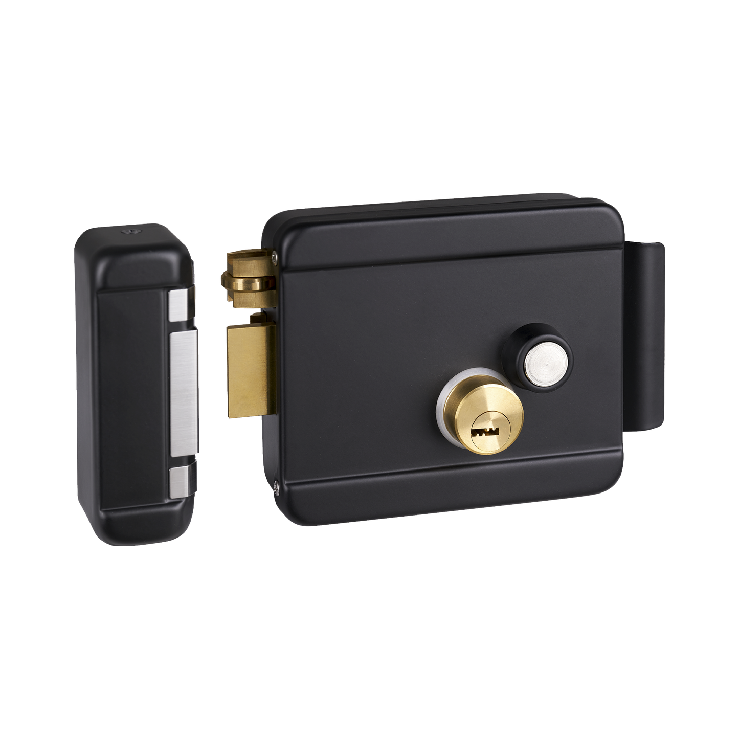 BL-ACCESSRIMBL - Cerradura Eléctrica con Botón de Salida / Incluye Llave / Exterior / Izquierda / Color Negro