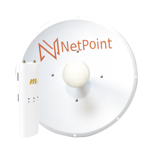 C5CNP1KIT Kit de radio C5C con antena NP1-GEN2 de 30 dBi , Frecuencia (4.9-6.2 GHz), incluye jumper, PoE y cable de alimentación, ideal para distancias de hasta 30km