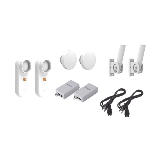 C5X-PTP-KIT1 Kit de 2 radios C5X con 2 antenas de (12 dBi), rango de frecuencia extendida (4.9 a 6.4 GHz),  incluye inyector POE, cable de alimentación y 2 FLEXIMOUNT-XL para alineación, distancia de hasta 3 km