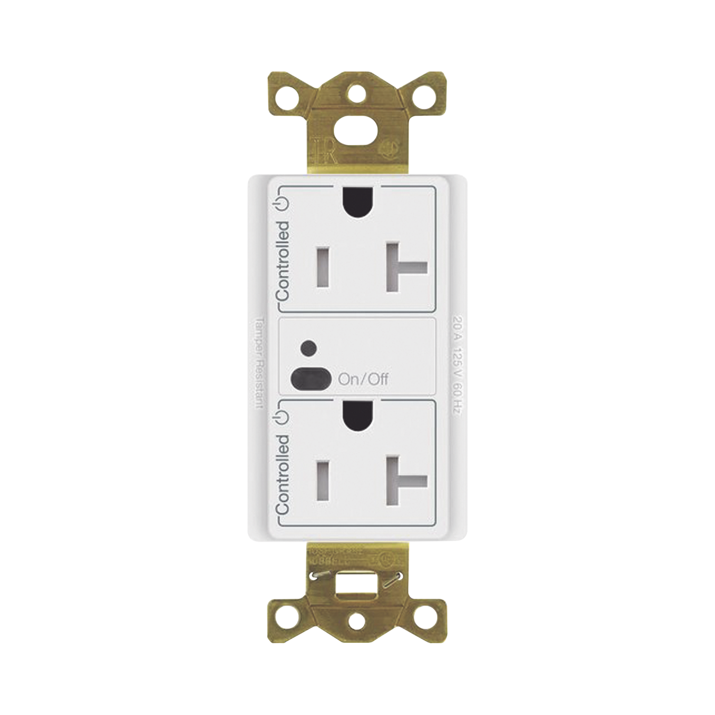 CAR2S20DTRWH - Receptáculo inalámbrico Lutron VIVE / 20 A, control inteligente en los 2 conectores.