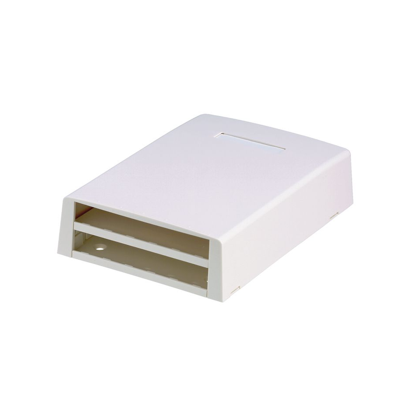 CBXF12WH-AY - Caja de Montaje en Superficie, con Accesorio para Resguardo de Fibra �ptica, para 12 M�dulos Mini-Com, Color Blanco