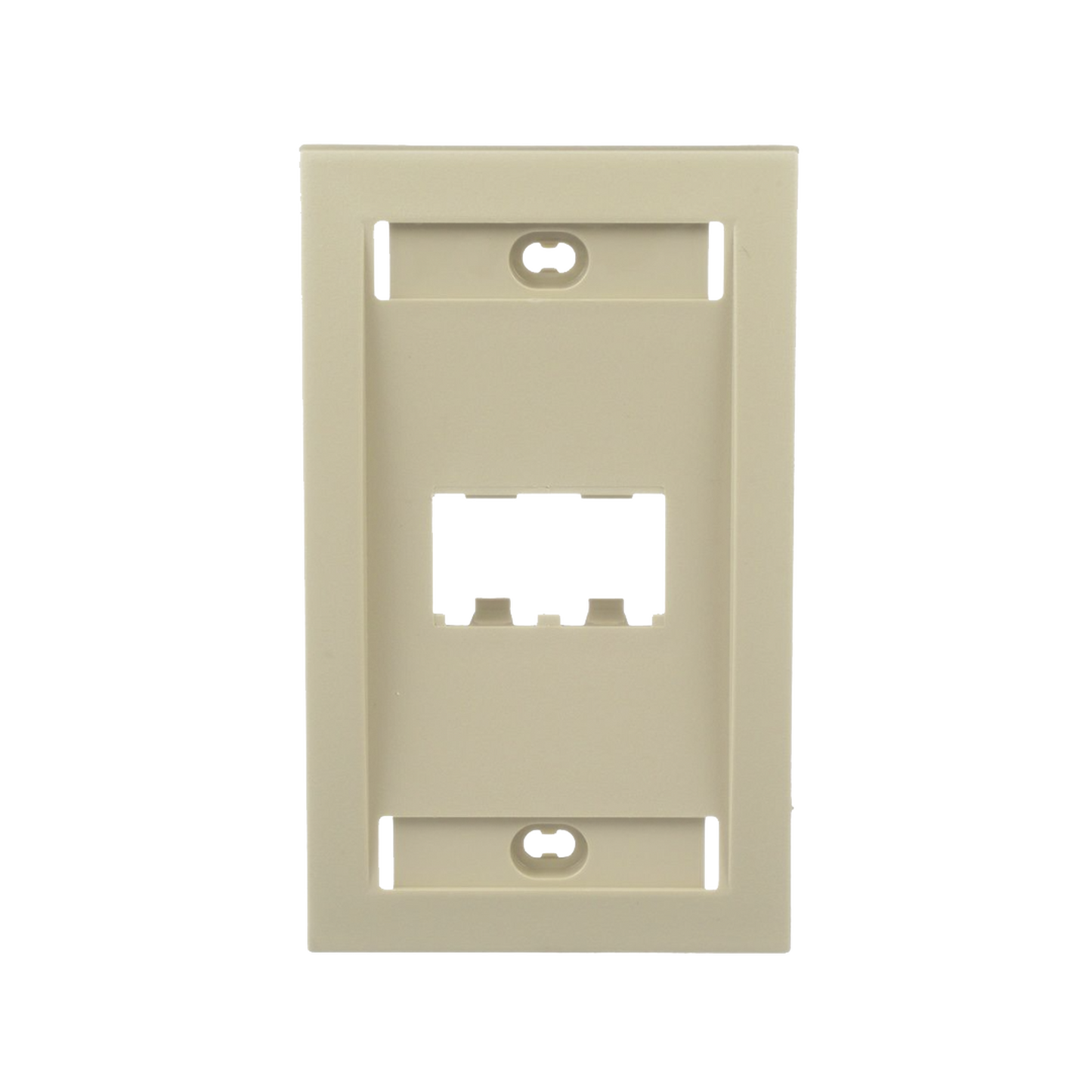 CFPE2EIY - Placa de Pared Vertical Ejecutiva, Salida Para 2 Puertos Mini-Com, Con Espacios Para Etiquetas, Color Marfil